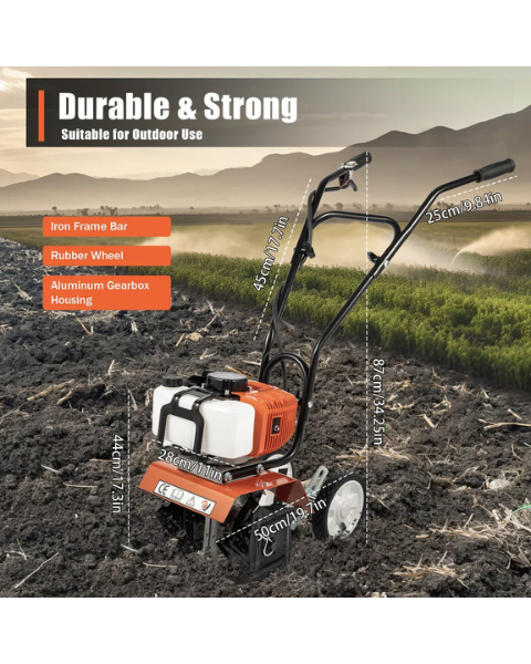 Neptune NC-52B 52CC Mini Cultivator | 2-Stroke Petrol Rotavator | High Carbon Steel Blades