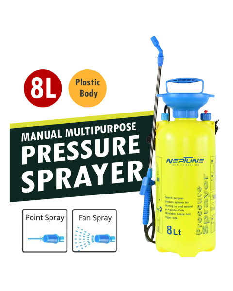 Neptune NF 8L Hand Operated Multi-Purpose Compression Sprayer | Adjustable Shoulder Strap, Pressure Relief Valve