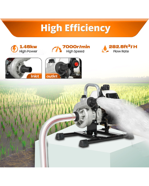 Neptune NWP-520 2 Stroke 3.81 cm (1.5-inch) Portable Water Pump Petrol Engine | 1.45 KW High Power With 40.2 CC Advanced Technology