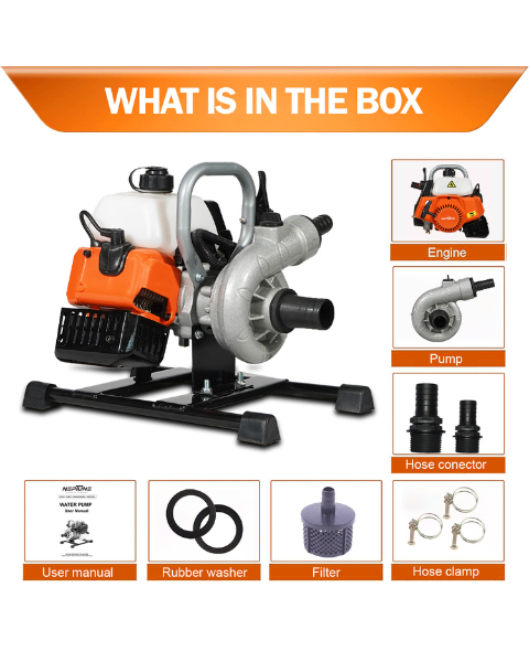 Neptune NWP-520 2 Stroke 3.81 cm (1.5-inch) Portable Water Pump Petrol Engine | 1.45 KW High Power With 40.2 CC Advanced Technology