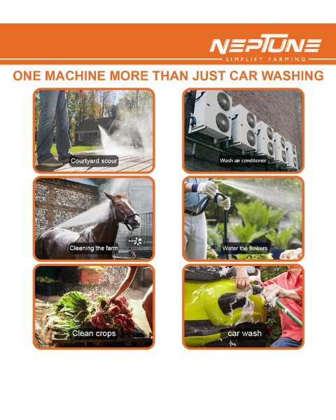 Neptune Simplify Farming PW-280 Electric Portable High Pressure Washer | Powerful 1600W, Flow Rate 10L/Min