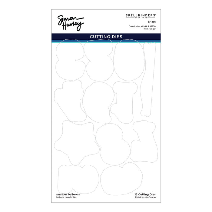 Number Balloons Cling Rubber Stamp and Die Bundle by Simon Hurley