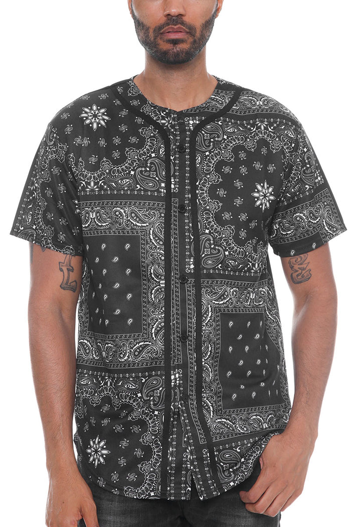 Paisley Print Baseball Jersey