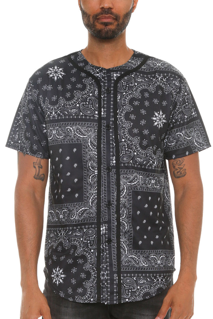 Paisley Print Baseball Jersey