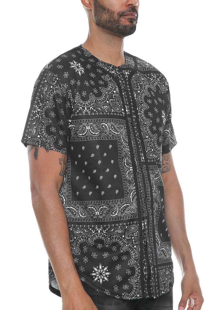 Paisley Print Baseball Jersey