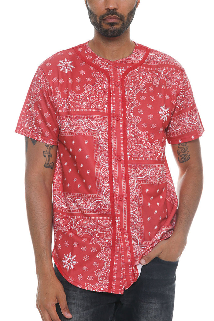 Paisley Print Baseball Jersey