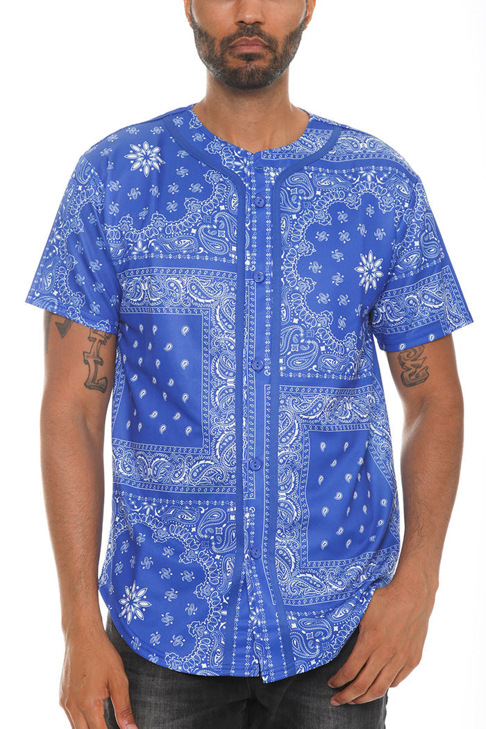 Paisley Print Baseball Jersey