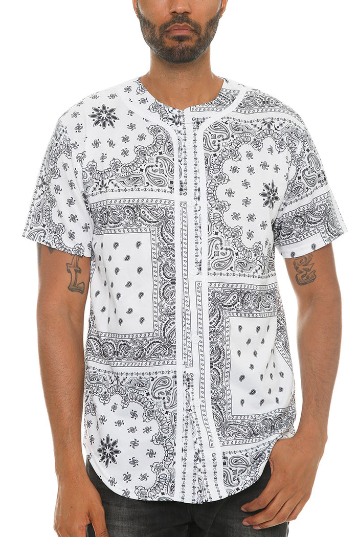 Paisley Print Baseball Jersey