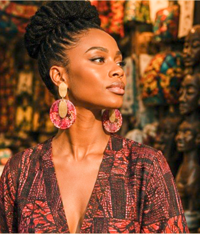 Pink & Gold Artisan Statement Clip-On Earrings