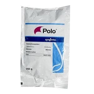Syngenta Polo Insecticide packet contains Diafenthiuron 50% WP and is 250g in size, showing polo insecticide technical name details.