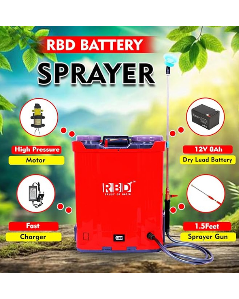 RBD 18L Battery Sprayer – 12V 8Ah Battery with Single Motor & 3 Nozzles
