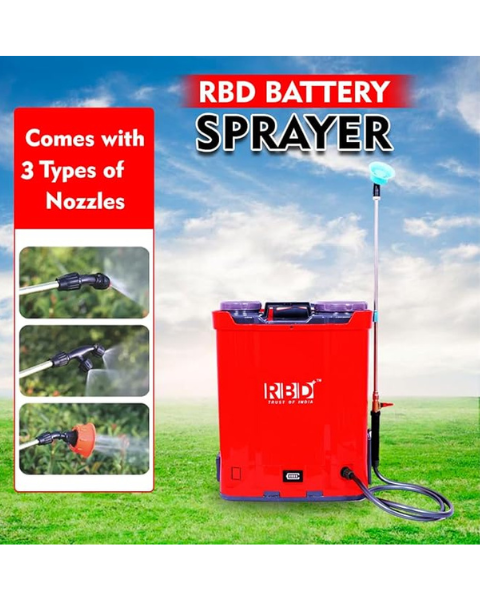 RBD 18L Battery Sprayer – 12V 8Ah Battery with Single Motor & 3 Nozzles