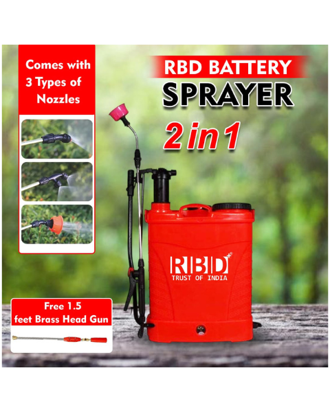 RBD 20L 2-in-1 Battery Sprayer | Manual & Battery Use, 12V 8Ah Battery & 3 Nozzles for Farming