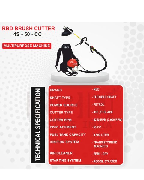 RBD 50cc Backpack Brush Cutter with Tiller