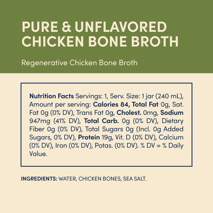 Regenerative Pasture-Raised Chicken Bone Broth 14oz