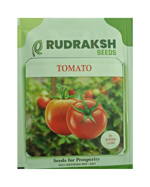 Rudraksh F1 Round Leon Tomato- Red, Green Shoulder, 70-90g Fruits, Sour