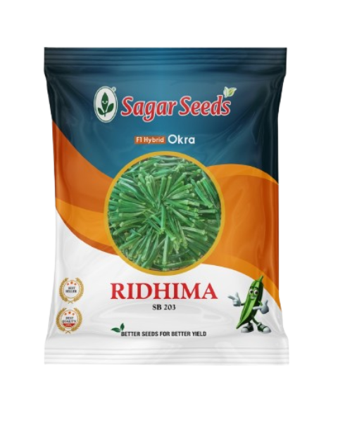 Sagar Ridhima F1 Okra Seeds – High-Yield with 9–10 cm Long Fruits