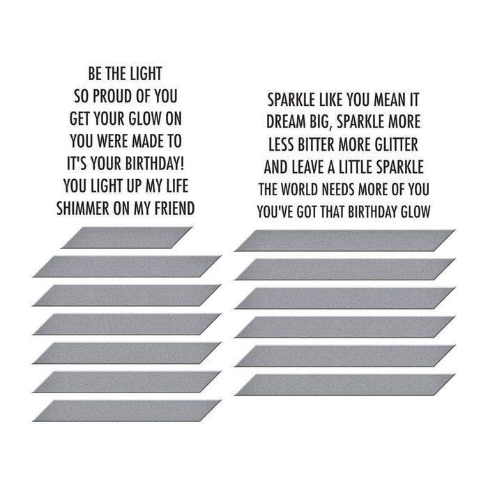 Shine Bright Sentiment Strips Press Plate & Die Set from the Shine Bright Collection by Carissa Wiley