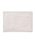 The Signature Twill Placemats in Camel Gingham feature a rectangular shape, beige and white gingham check pattern, and neatly hemmed edges, shown against a plain white background.