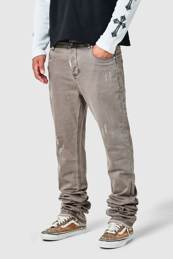 Stacked Jean  - Washed Taupe