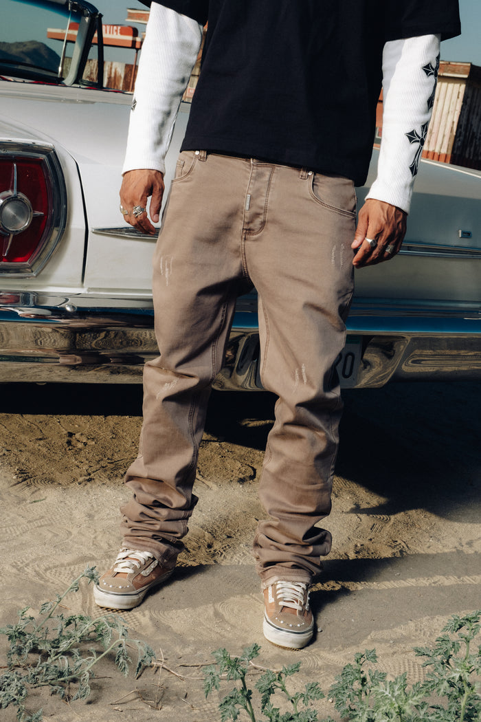 Stacked Jean  - Washed Taupe