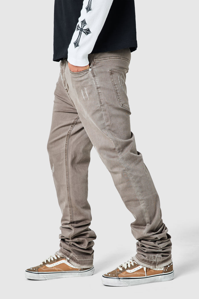 Stacked Jean  - Washed Taupe