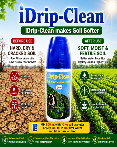 VM CropCare iDrip-Clean – 100% Natural Drip Cleaner & Soil Softener