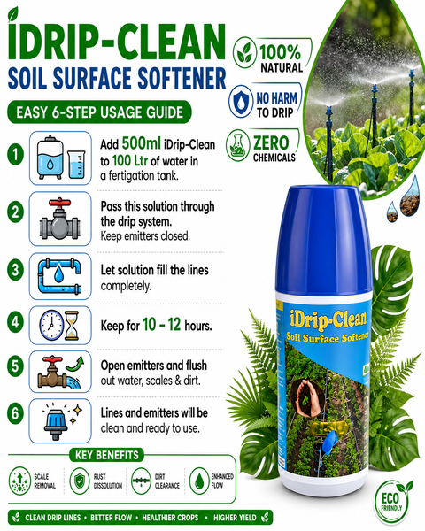 VM CropCare iDrip-Clean – 100% Natural Drip Cleaner & Soil Softener