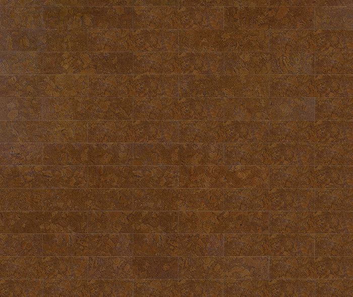 Dark brown Wicanders cork flooring sample showing a staggered tile pattern.