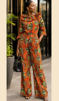 Women’s African Print Off-Shoulder Wide-Leg Jumpsuit
