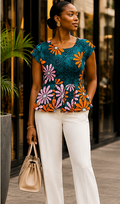 Women’s African Print Peplum Top