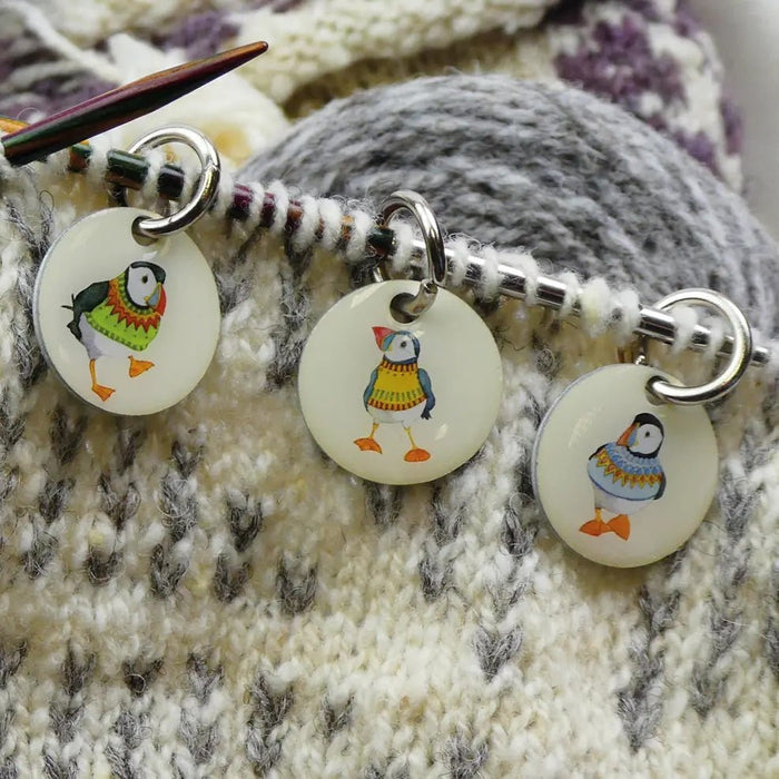 Woolly Puffin Stitch Markers | Emma Ball - This is Knit